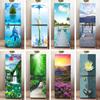 Blue Sea Dolphin Fridge Stickers Flower Field Tiger Refrigerator Sticker Self-adhesive Wallpaper Nature Door Cover Film Decor