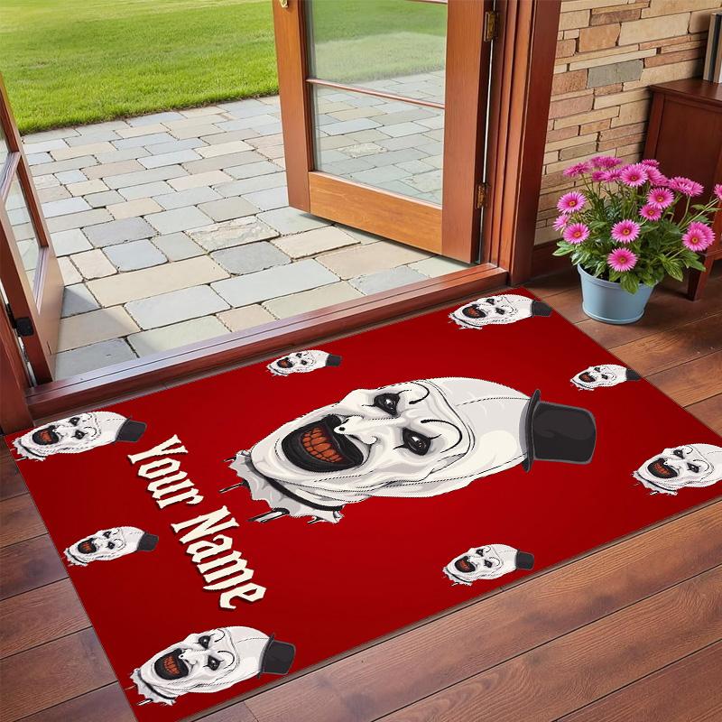 Crystal Velvet Rug Custom Name Text, Soft Non Slip Floor Mat Home DecorTerrifier Art the Clown