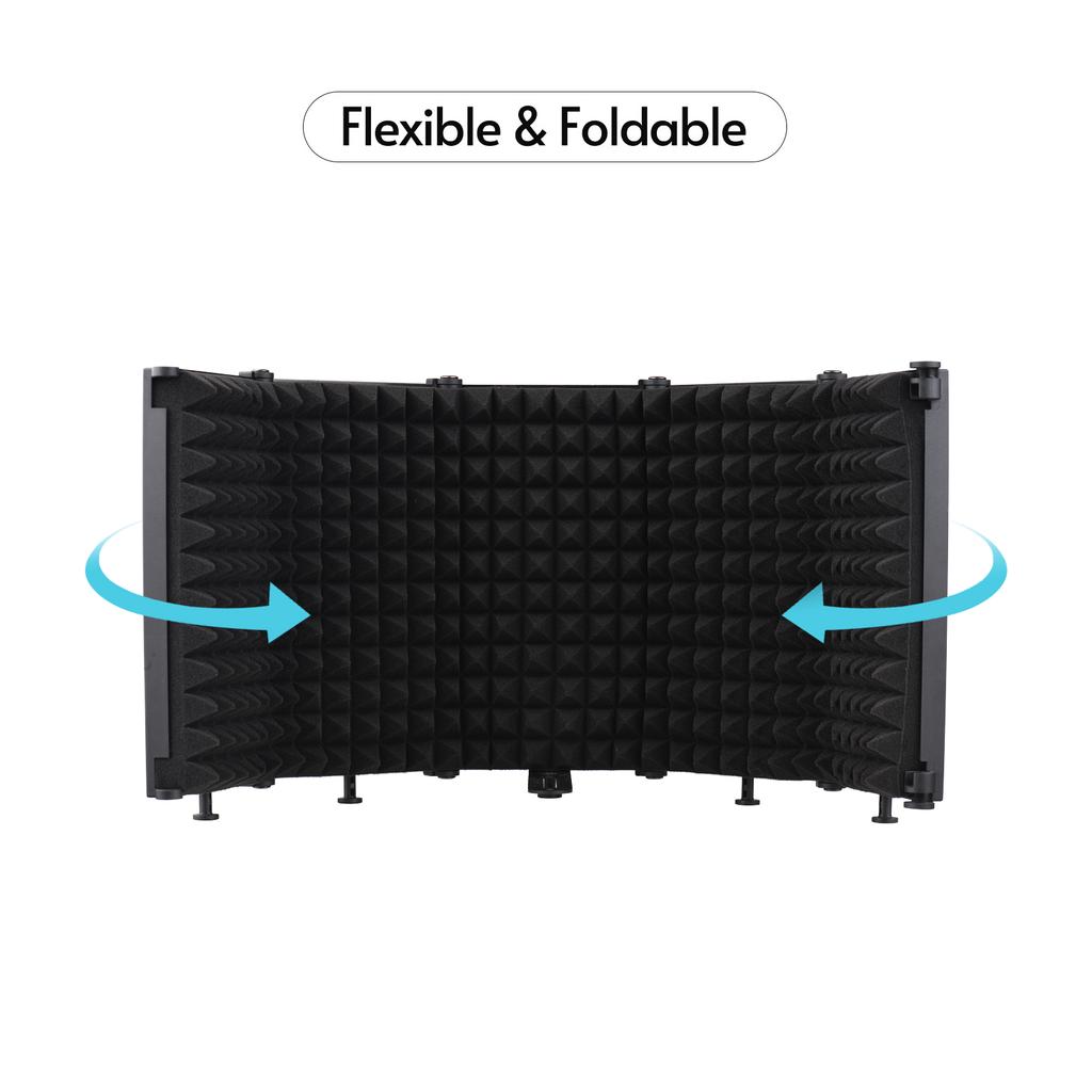 Складной изолирующий экран для микрофона, 5-панельный микрофон, звукопоглощающий пенопластовый отражатель с 3/8 дюйма и 5/8 дюйма