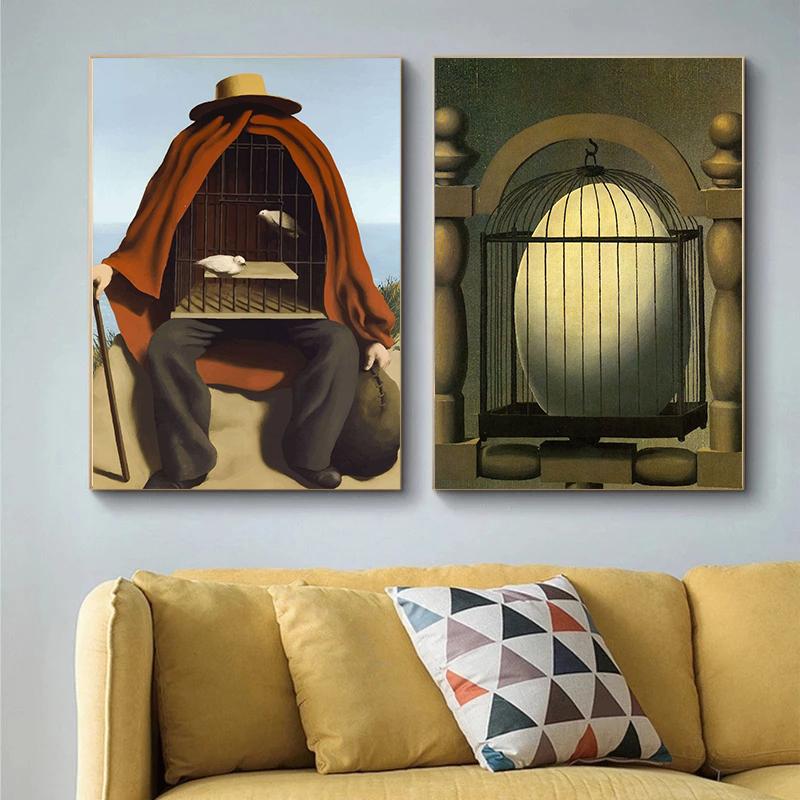 Rene Magritte Canvas Painting Surrealism Classic Artwork Reproduction Posters Print Wall Art Picture Home Decor for Living Room