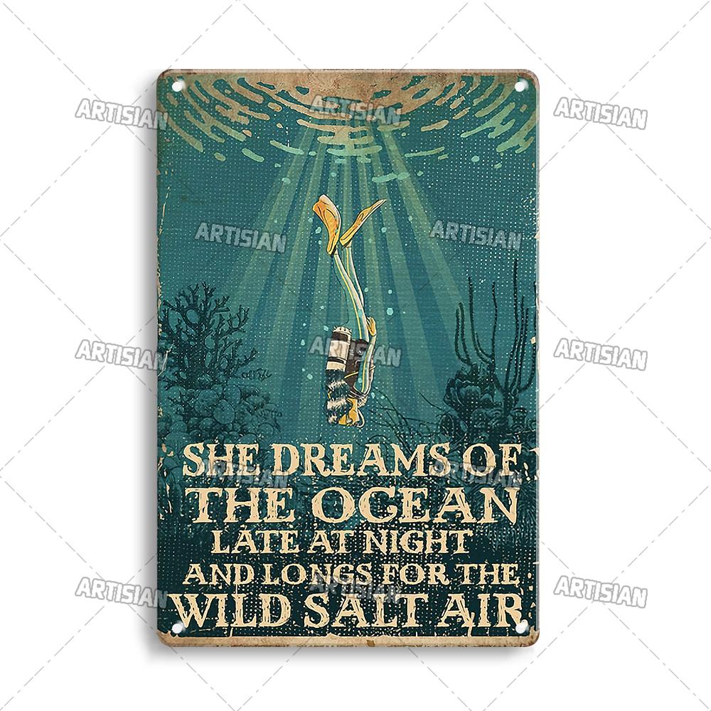 Художественный Плавание Металлический Знак Дайвинг Жестяной Плакат Спорт Океан Декоративная Тарелка Настенный Декор Гараж Бар Паб Клуб Отель Кафе Кухня