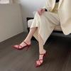 Summer Pointed Toe Slippers Women Red Patent Leather Open Toe Stiletto High Heels Women Outside Wear Sexy Sandalias