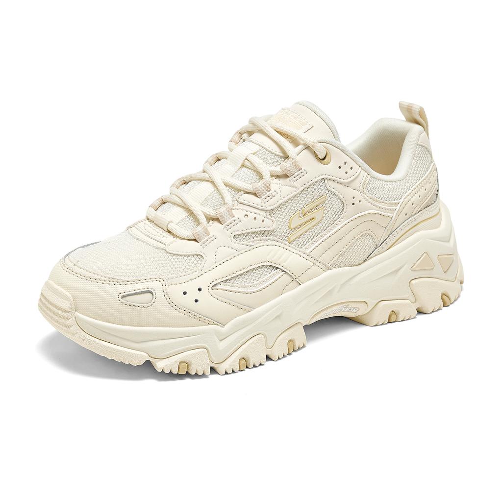 Skechers DLites Hiker Удобные Универсальные Амортизирующие Прочные Низкие Кроссовки в Стиле "Папа" Женская Кроссовка Off-White 180134-OFWT