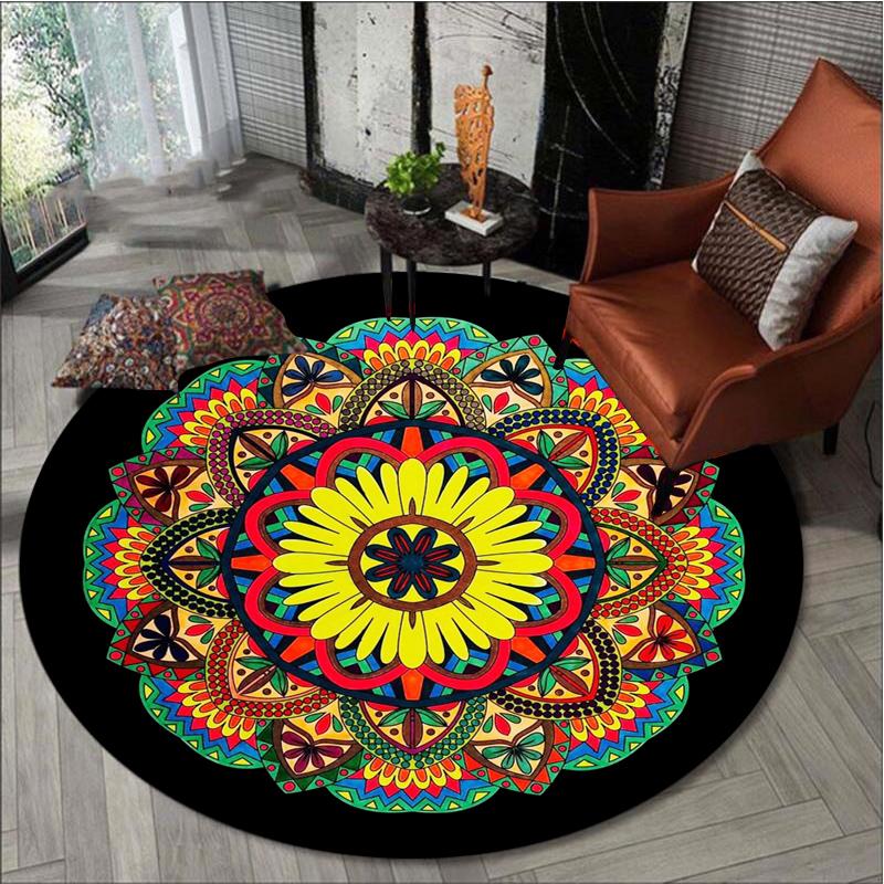 Ретро Мандала круглый ковер для гостиной скандинавский напольный коврик для детской комнаты противоскользящий коврик для компьютерного кресла коврик для спальни домашний декор