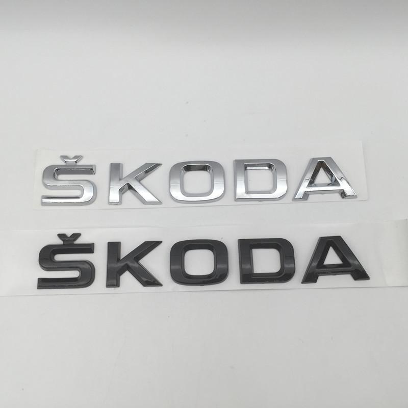qhnkr5 1pcs 3D ABS high quality silver/black car Letter Emblem Rear tail trunk Decals badge sticker Decal styling For Skoda