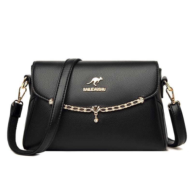 Women's Bag Fashion Soft Leather Middle-aged Mother Shoulder Bag Large Capacity Small Square Bag Women's Satchel