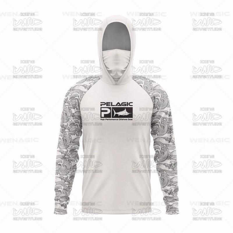 Mens Quick-Dry Hooded Fishing Shirt With Face Cover UV Protection Breathable Lightweight Summer Outdoor Sportswear