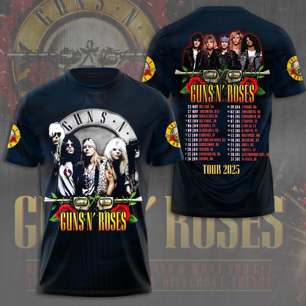 Guns N' Rose Тур Рок Поп Уличная 3D Печать Мужская Футболка Рубашка Американская Музыка Коллекционер Эпичный Харадзюку Топ Мужская Одежда