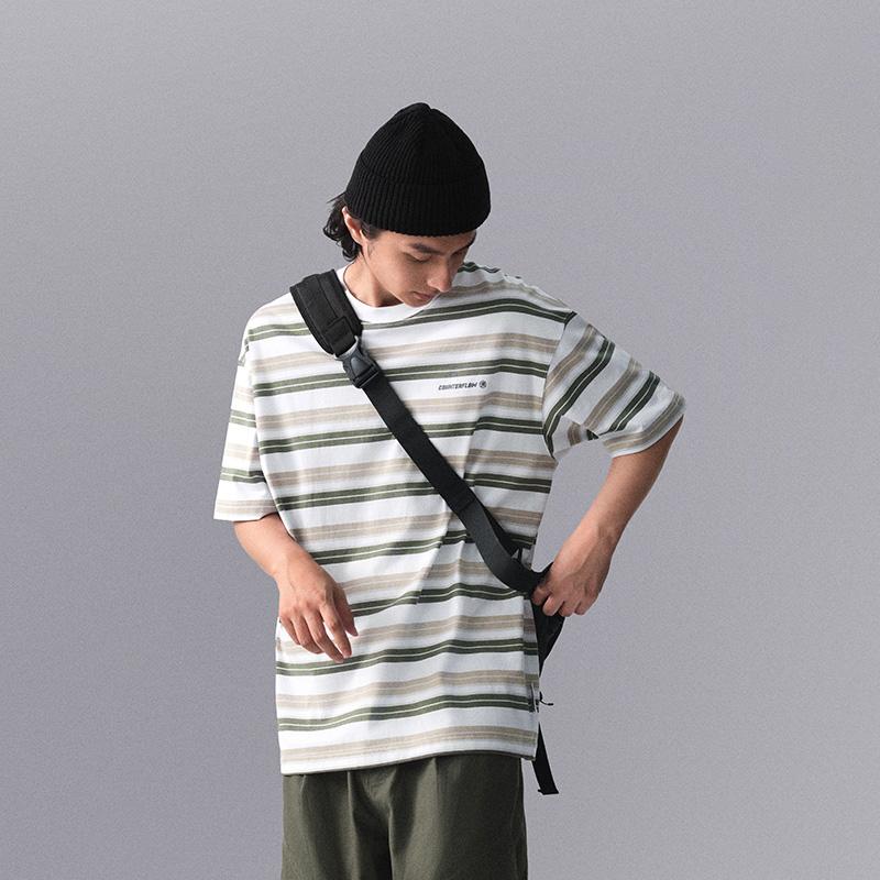 Футболка Li Ning CF Water Flow с принтом в полоску и круглым вырезом, свободная, удобная, с коротким рукавом, мужская, стандартная, белая ATSU631-2