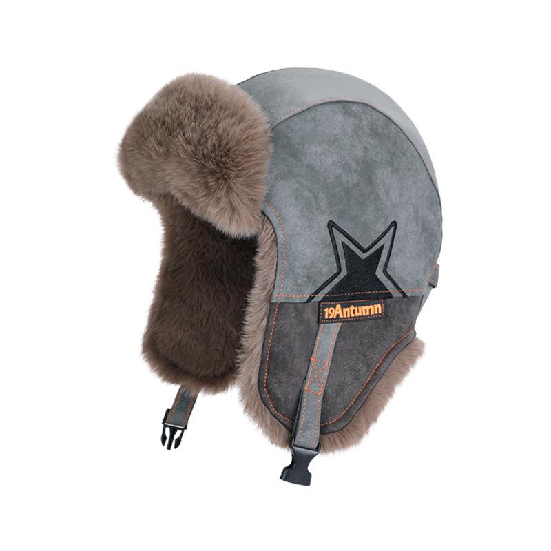 Winter Velvet Thickened Hat Women's Cycling Skiing Cold and Warm Outdoor Windproof Ear Protection Pullover Hat Men