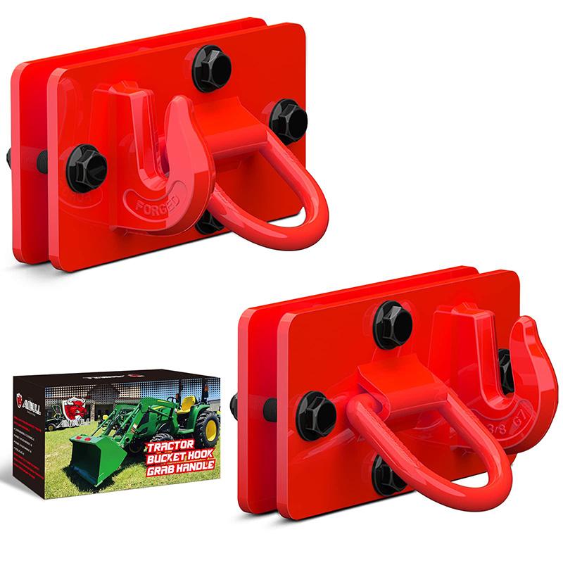 2 Pcs Tractor Bucket Hooks Forged Steel Bolt On Grab Hook Tow Hook Mount with Backer Platefor Tractor Bucket Truck Max 15000 lbs