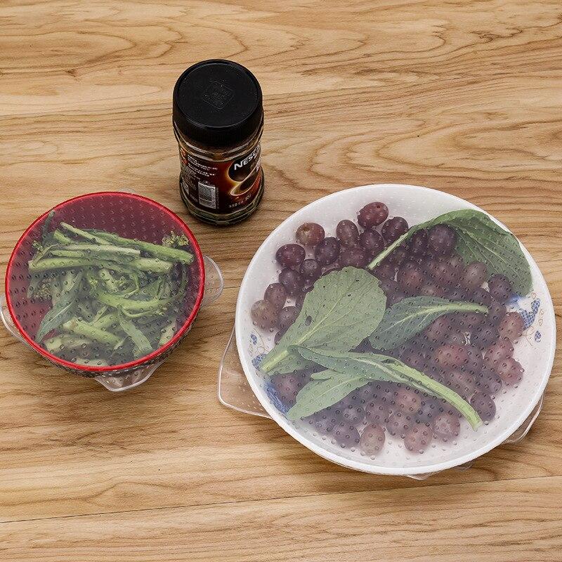 4 шт./лот многоразовая силиконовая пленка для хранения продуктов, обертка для сохранения свежести, крышка, эластичная вакуумная пленка для еды, крышка для миски, домашние кухонные инструменты