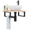 VidaXL Wall-mounted Vanity Shelf Steel and Solid Oak Wood, Floating Vanity Shelf, Vanity Shelf for Countertop 3302541