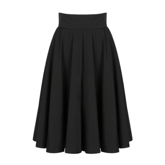 Women Skirt Elastic High Waist A-Line Style Skirt Solid Color Large Hem Skater