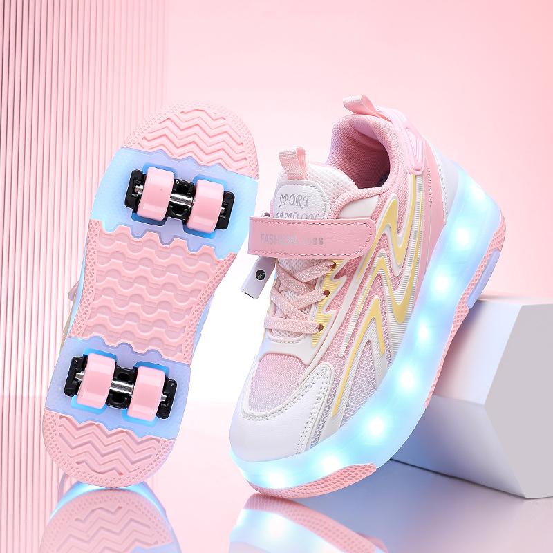 Новые светодиодные роликовые коньки для детей, унисекс, перезаряжаемые, двухколесные, съемные, для подросткового развлечения, повседневные роликовые коньки