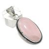 Natural Rose Quartz Gemstone 925 Sterling Silver Jewelry Pendant 1.97" h0R94