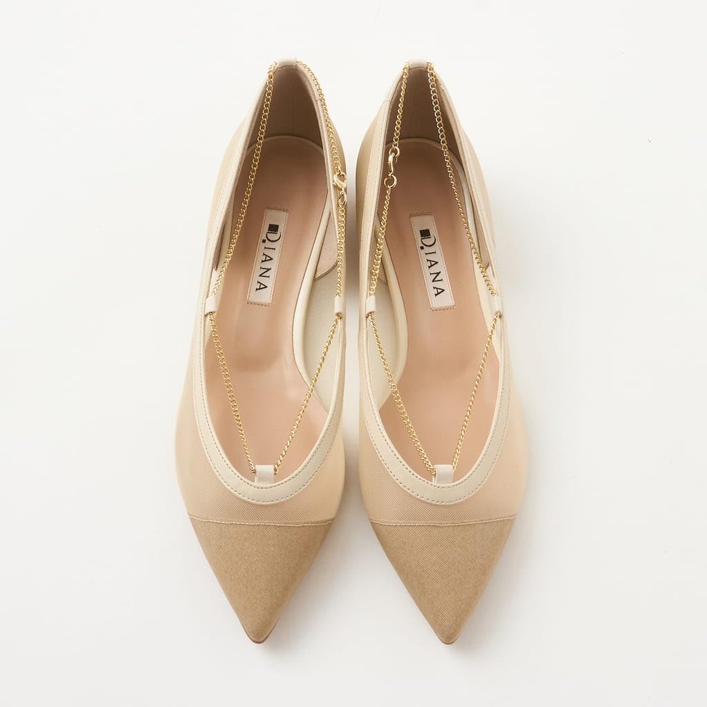 Туфли на низком каблуке, балетки, сделано в 104125200012 [Diana], Япония, бежевый, 24.0см,