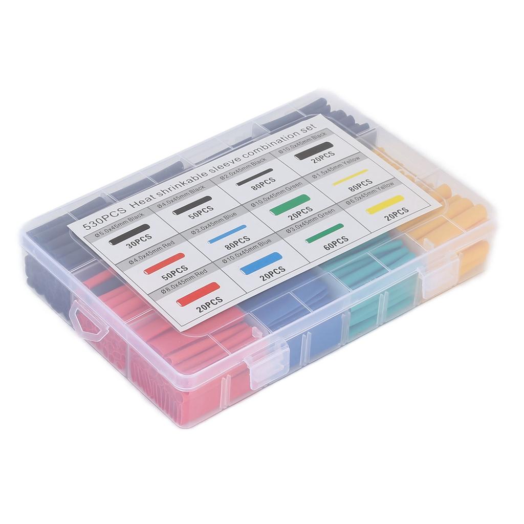 530pcs Heat Shrink Tubing Kit Electrical Colorful Wire Shrink Wrap Tubing Assortment