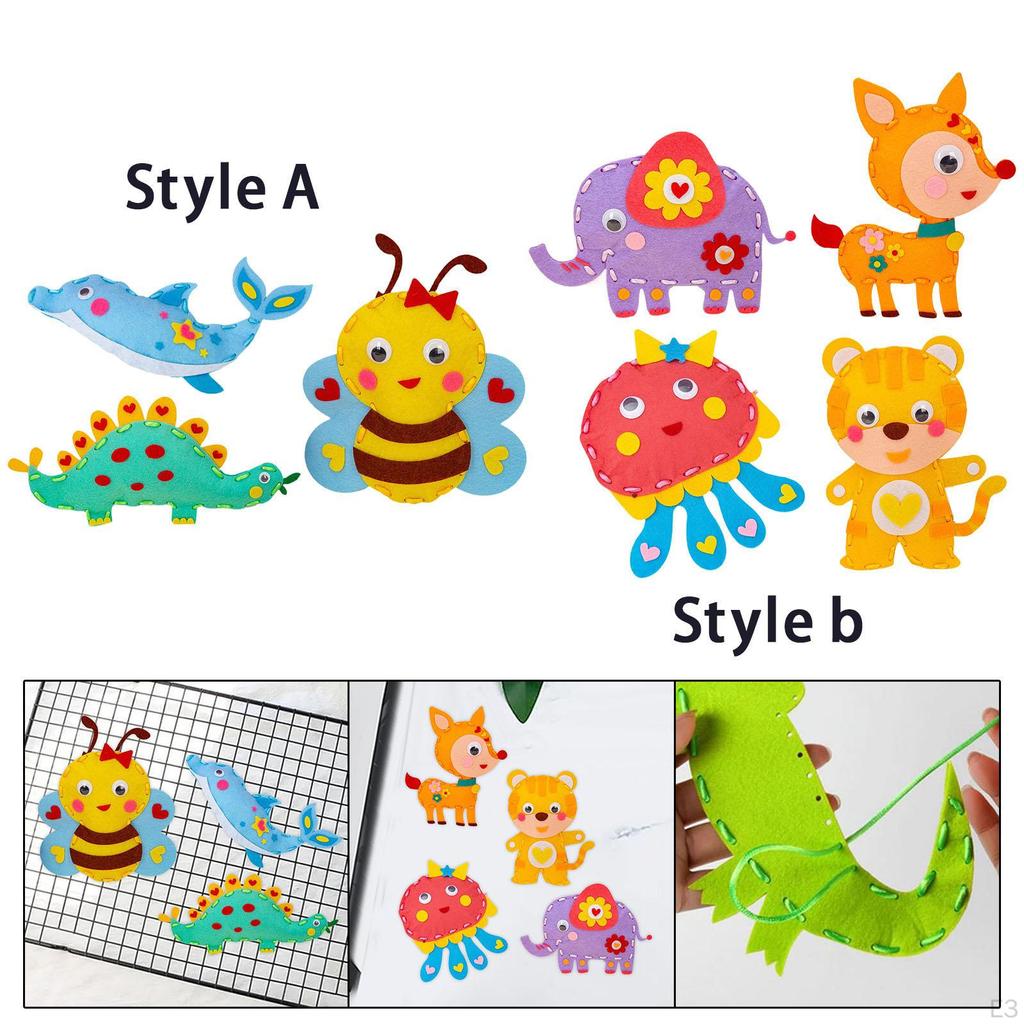 4 Pieces DIY Sewing Kit Animal Doll Material Improve Confidence Lovely Kids Crafts Supplies