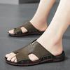 Fashion Cowhide Mens Sandals Classic Summer Men Slippers Soft Black Khaki Slippers Genuine Leather Slippers Lightweight Slides for Men