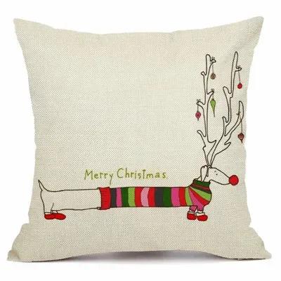 Christmas Sausage Style Cushion Cover Christmas Dog Christmas Home Decorative Pillow Cover Merry Gift 45X45Cm