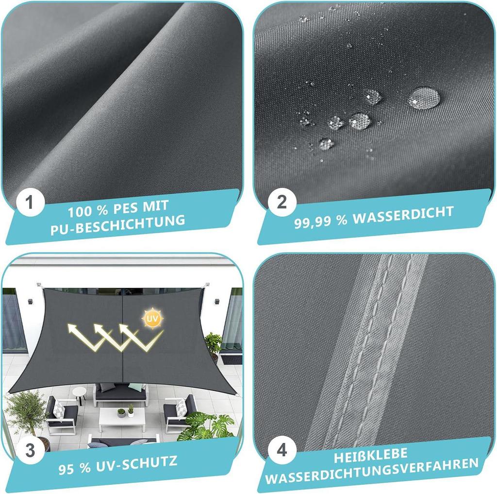 Водонепроницаемый солнцезащитный тент и водонепроницаемый навес для открытых пространств (Прямоугольник/Квадрат)