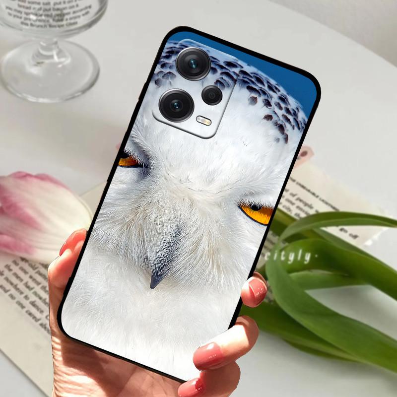 For Redmi Note 12 Pro 5G Case Note12 Covers TPU Black Silicone Animals Cover for Xiaomi Redmi Note 12 Pro+ 5G Plus Fundas Soft