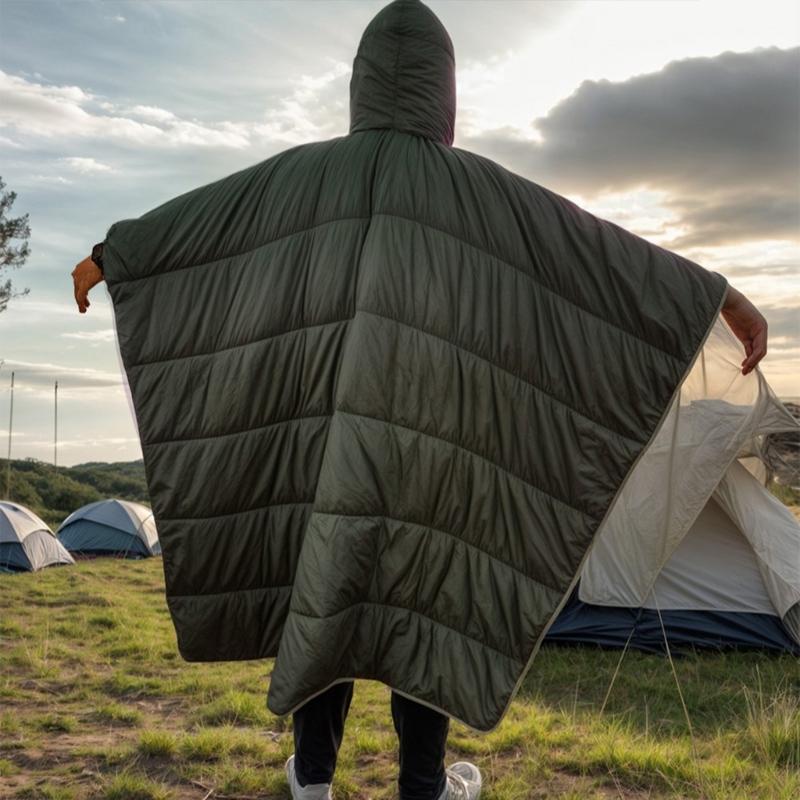 Уличная теплая накидка-одеяло, портативное одеяло с капюшоном, теплая спальная накидка для кемпинга, походов, путешествий