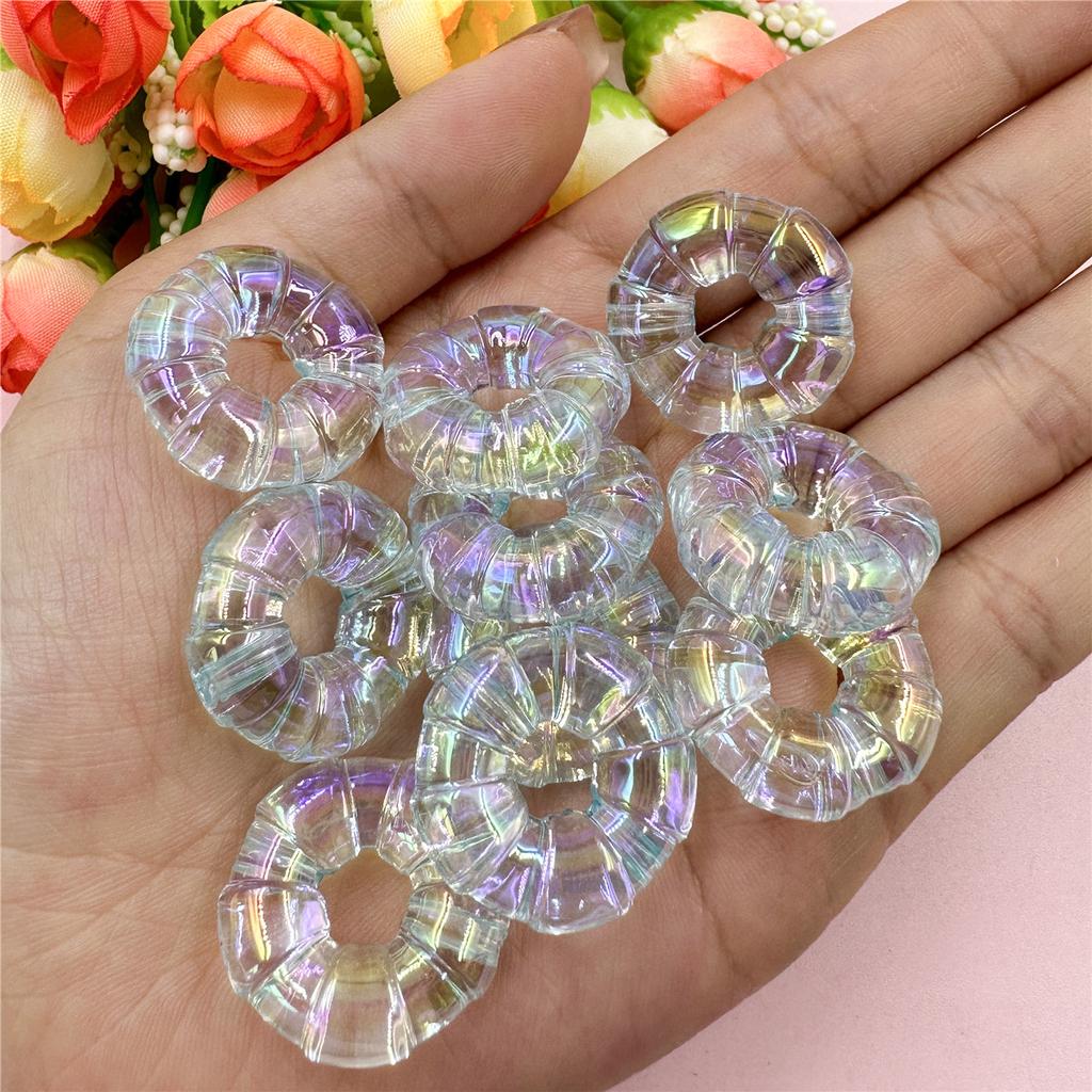 Home Party Supplies 24.2mm Fashion DIY Jewelry Material Acrylic Large Aperture Bracelet Necklace Accessories 10Pcs High Transparency Donuts Beads