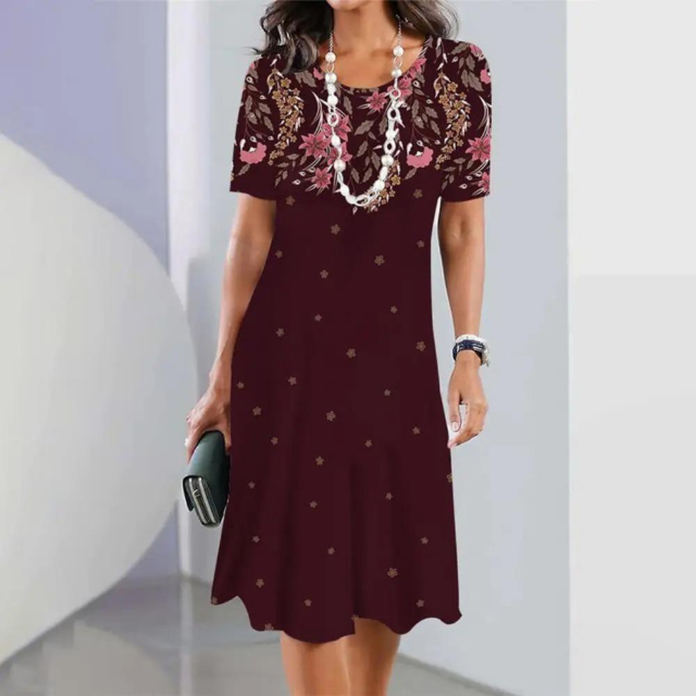 Fashion Woman Clothing Dress Flowers 3D Prints Women's Dress Beautiful Elegant Party Gown Autumn Retro Tops Short Sleeves Pullover