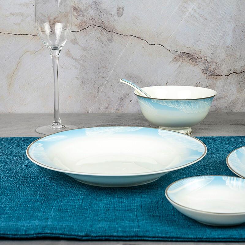 Jingxun 16-Piece White Jade Danqing Ceramic Dinnerware Set
