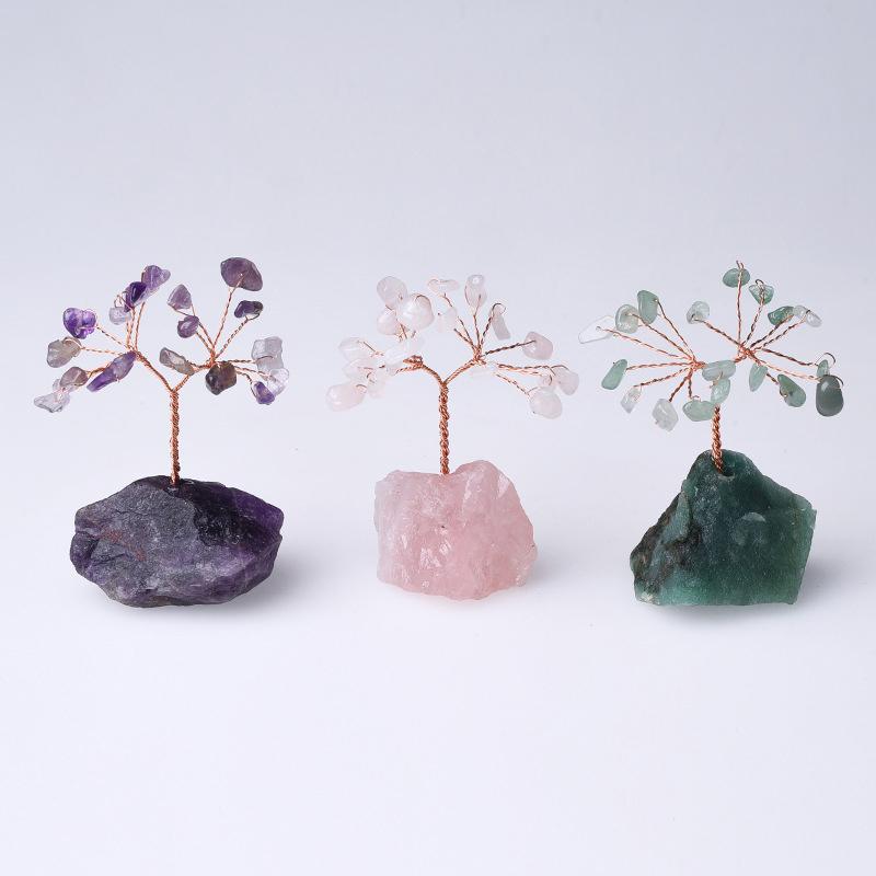 Миниатюрный натуральный драгоценный камень Lucky Tree Base Home Office Desk Living Decor