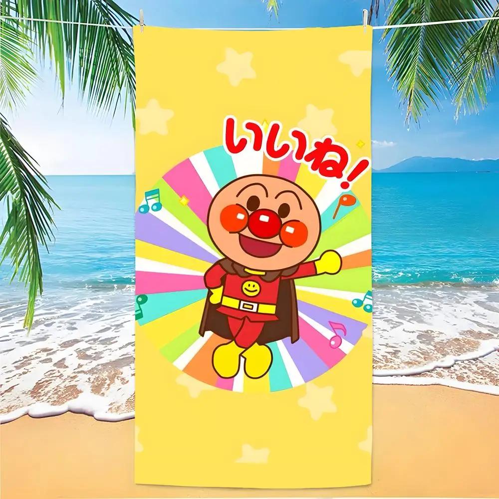 Мультяшное полотенце A-ANPANMAN из полиэстера, пляжное полотенце, быстросохнущее, не оставляющее песка, банное полотенце для лета, бассейна, путешествий, отпуска