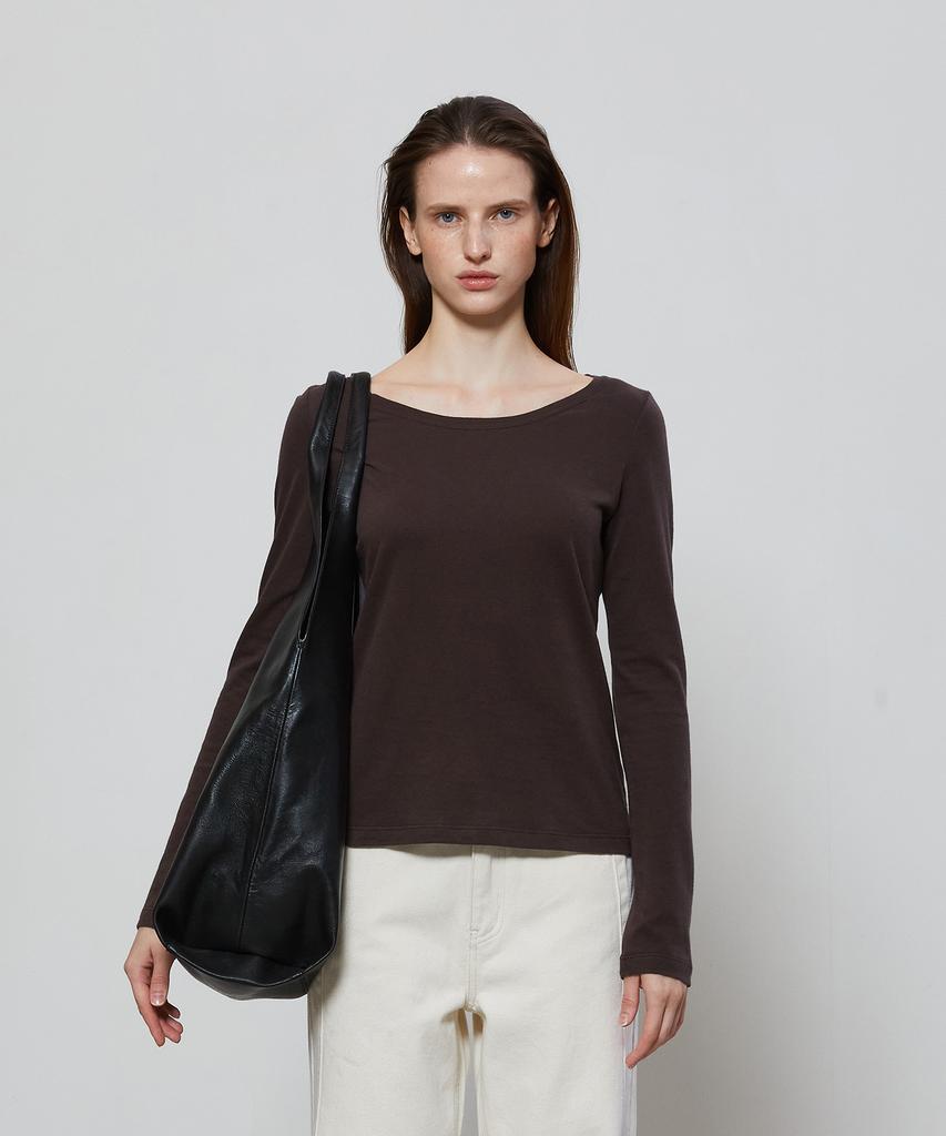 NOTIA Soft Wide Neck T-Shirts - Brown