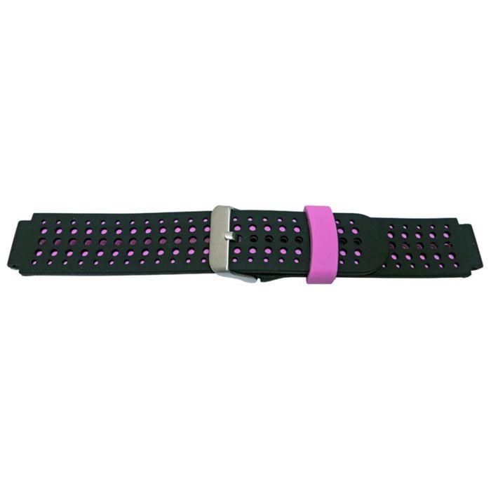 Bracelet de montre - MY-MONTRE - Garmin Forerunner 220/235 - Silicone doux - 16/22 mm - Noir/Fuchsia