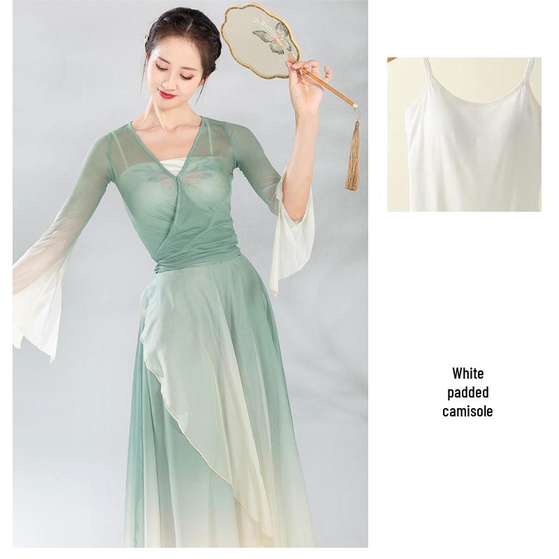 Элегантное платье из марли для китайского классического танца - Приталенный костюм для выступления в сказочном стиле