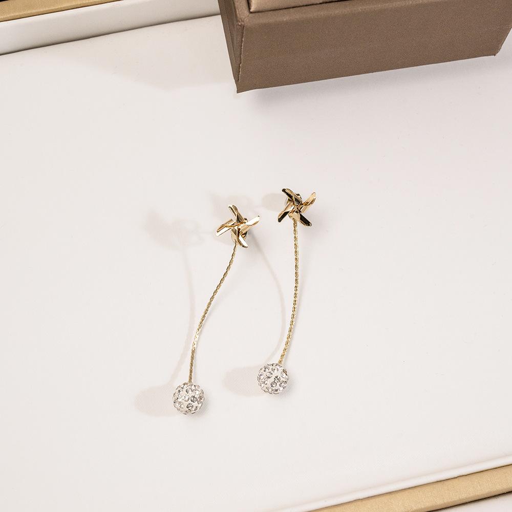 Tassel Earrings Diamond Butterfly Flower Pearl Stud Earrings Temperament Fashion Long Thin Earrings