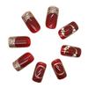 Wine Red Glossy Fake Nails New Year Square Tips Reusable Artificial Nail for Daily Students Nail Decoration