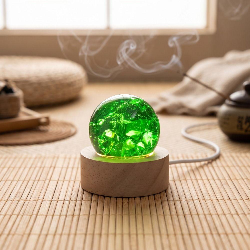 Detachable Luminous Crystal Ornaments Shiny Glaze Beads Glass Sphere Figurine Xmas Gift