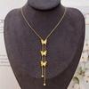 316L Stainless Steel New Fashion Fine Jewelry Butterfly Zircon Tassel Charms Snake Chain Choker Necklaces Pendants For Women