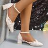 Fashion Elegant Diamond Buckle Strap Women'pumps Summer 2025 Pearl Pointed Toe Pumps Woman Casual Solid Shallow Women's High Heels