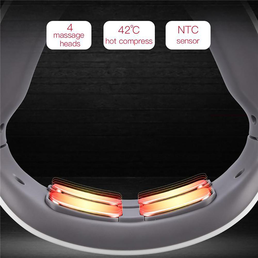 Электрический шейный плечевой импульсный массажер с подогревом для облегчения боли, расслабления мышц, красный