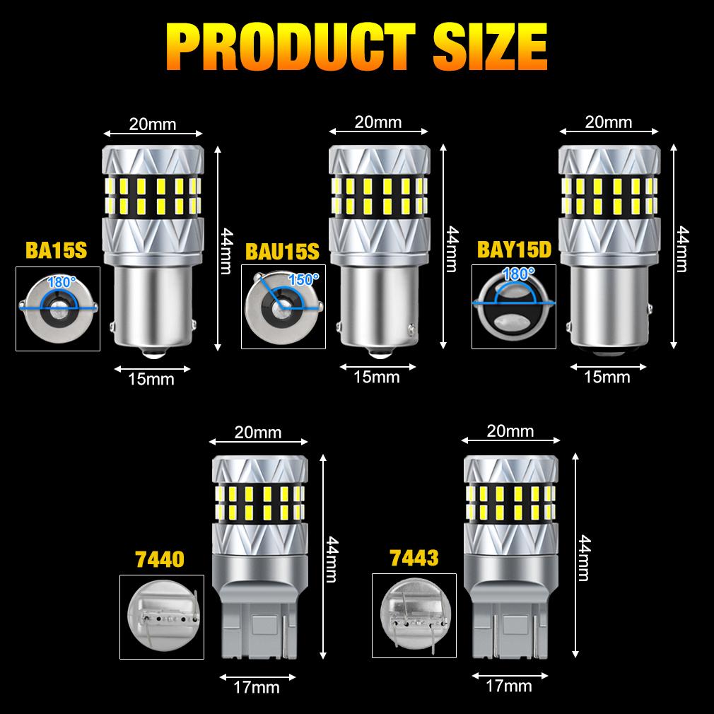 2 шт. P21W Led 1156 BA15S PY21W BAU15S BAY15D P21/5W 1157 Светодиодные лампы T20 7440 W21W WY21W 7443 W21/5W 42SMD Автомобильный указатель поворота Задний тормоз Авто лампа