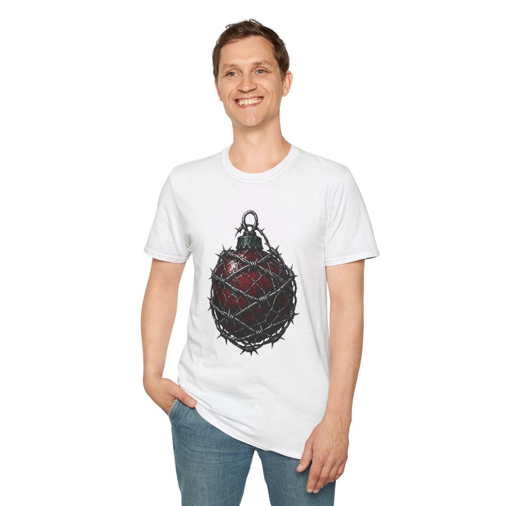 Christmas Barbed Wire Ornament Punk Relic Brutal Unisex Softstyle T-Shirt