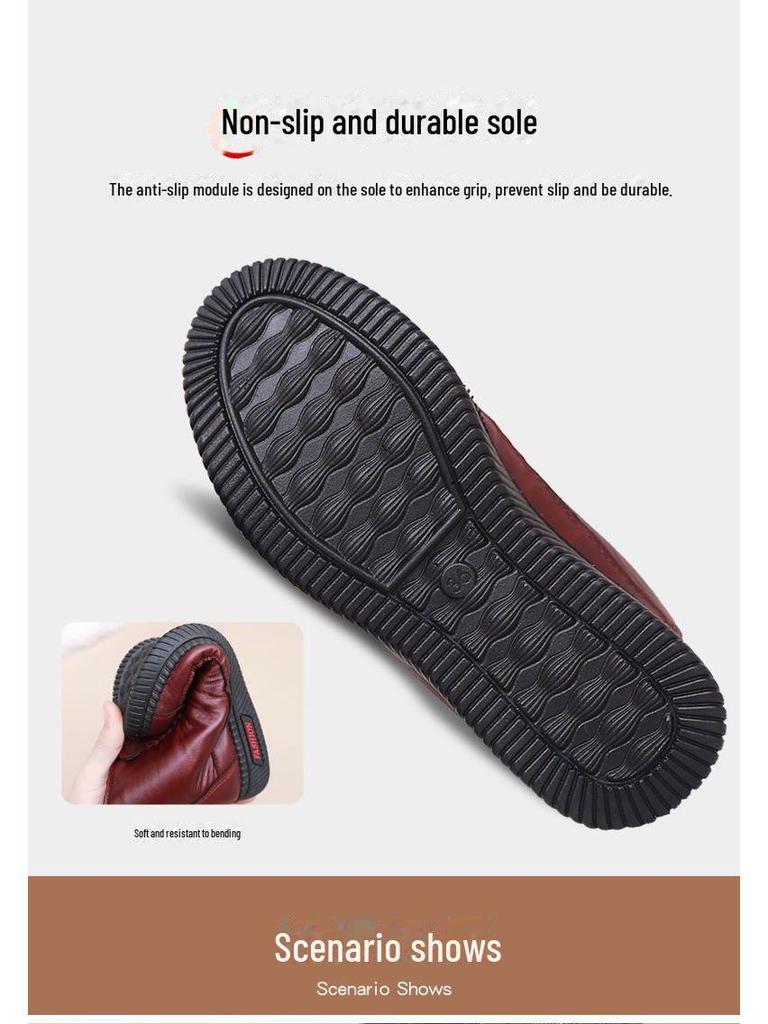 Женские зимние ботинки: Теплая зимняя обувь из смеси шерсти и хлопка с бархатной подкладкой и мягкой подошвой для людей среднего и пожилого возраста