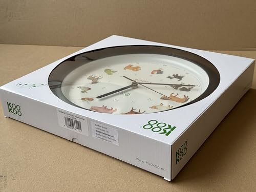 KOOKOO Kids World Chrome Animal Sound Wall Clock with 12 Farm Animals Telling Time, Cute Wall Clock, Perfect for Kids' Rooms, Soothing Sounds