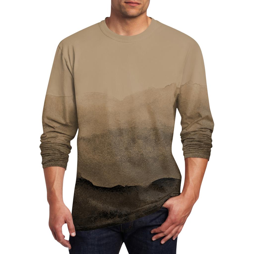 Муж. Футболка Круглый вырез Одежда Одежда На открытом воздухе Длинный рукав С принтом Модельер Винтаж