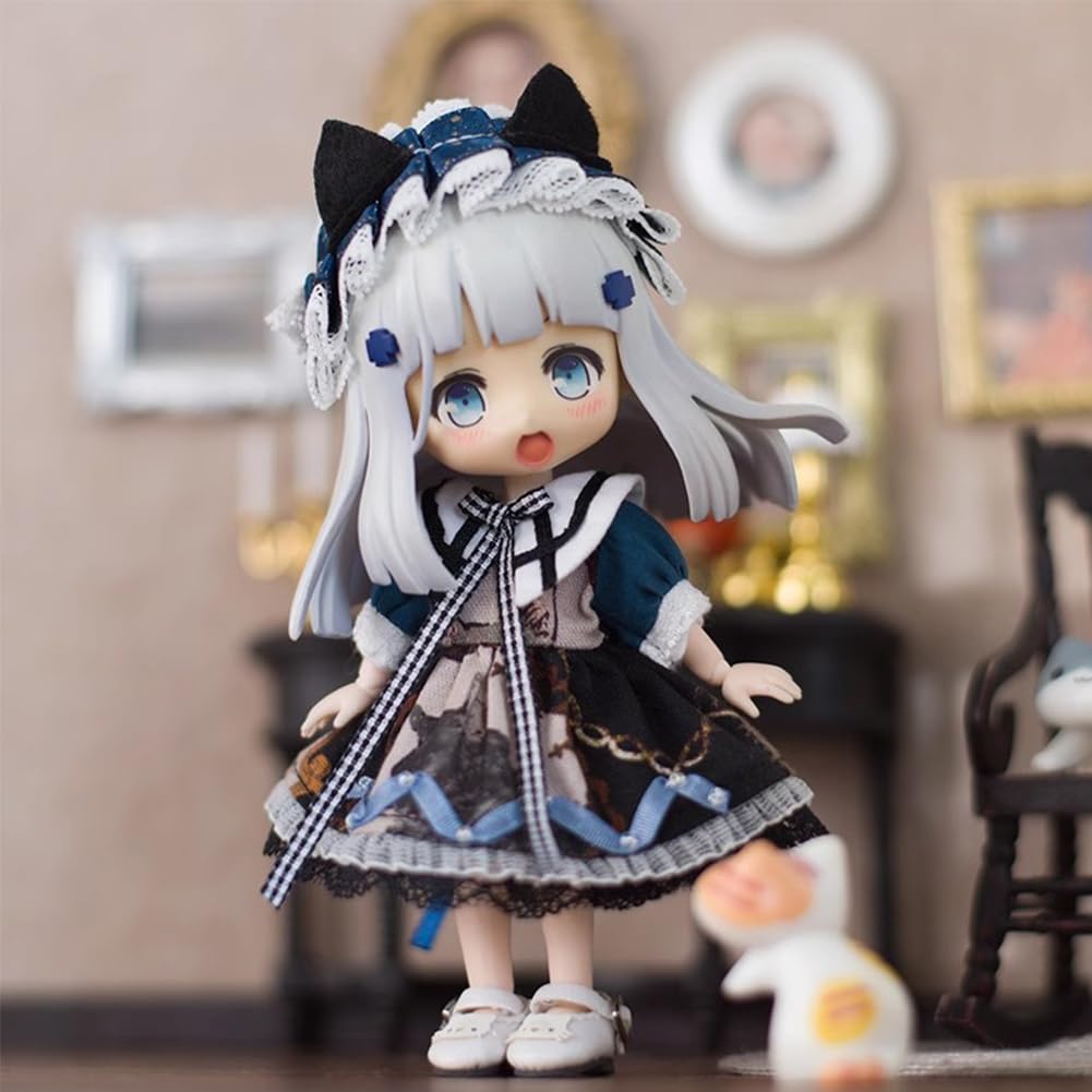 Rakulifey Obitsu 11 Clothes, Dress with Hair Accessory, OB11 Size Outfit, Lolita Clothes, 11cm Obitsu Body Accessories, 2-Piece Set