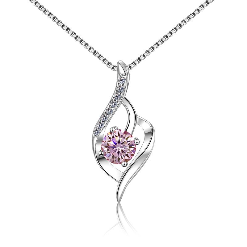Fine Jewelry Classic 1CT Blue VVs Moissanite Sterling Silver S925 Necklace Pendant Charm for Gift Ladies