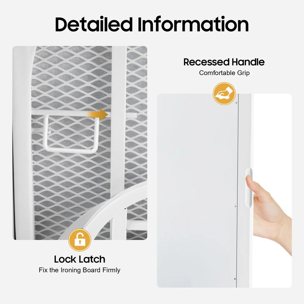 Настенный шкаф для гладильной доски с зеркалом, поворотная на 180°, складная гладильная доска с местом для хранения для дома, квартиры и небольших помещений